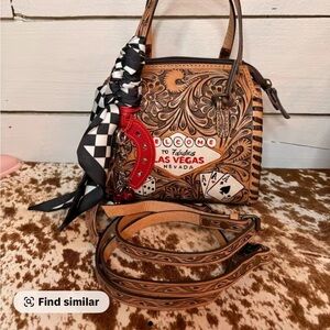 Las Vegas Embossed Leather Mini Satchel - Brown mini speedy